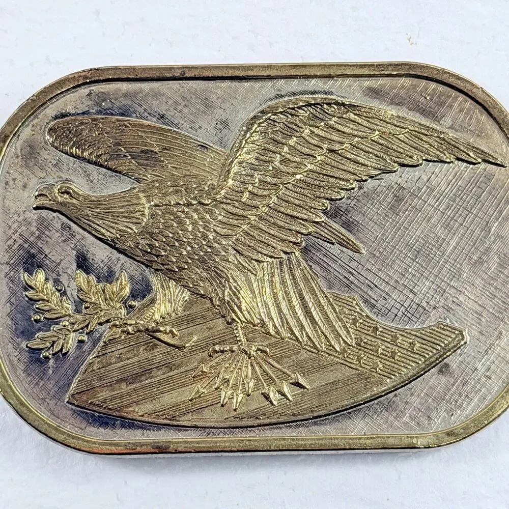 Vintage American Bald Eagle Two Tone United States Belt Buckle Patriotic Western